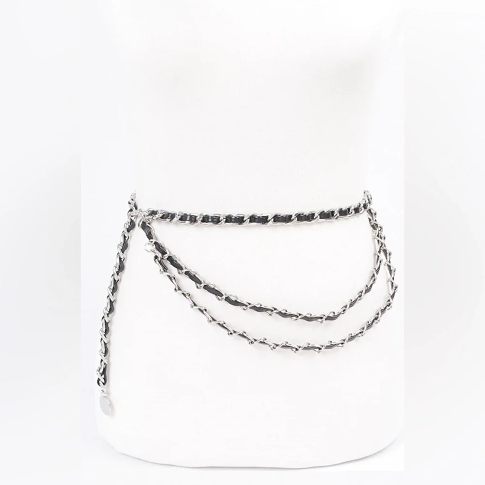 Plus Size Vegan Leather Chain Statement Belt